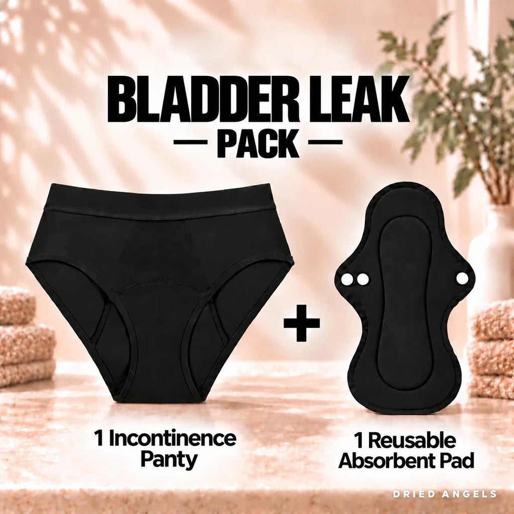 Dried Angels Bladder Leak Pack: 1 incontinence panty and 1 reusable absorbent pad