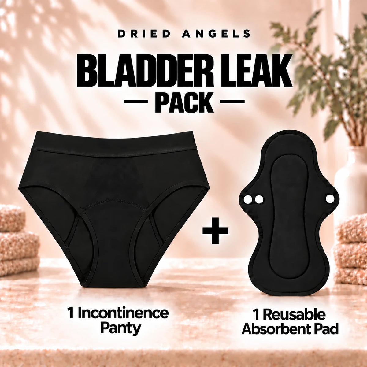 Dried Angels Bladder Leak Pack: 1 incontinence panty and 1 reusable absorbent pad